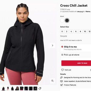 Lululemon Cross Chill Jacket black size 4